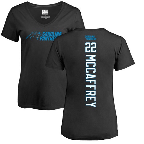 Carolina Panthers Black Women Christian McCaffrey Backer NFL Football #22 T Shirt->nfl t-shirts->Sports Accessory